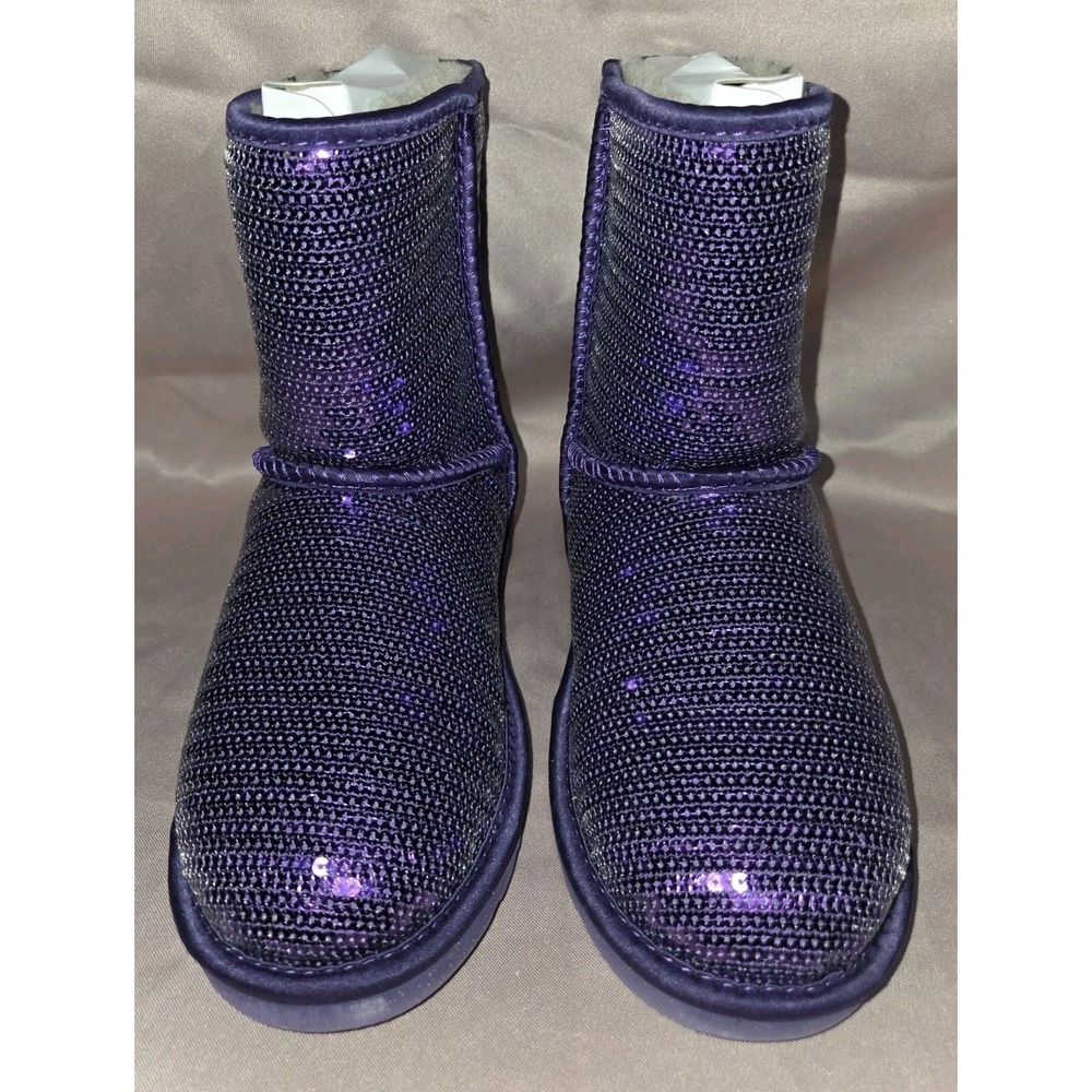 UGG Australia Sparkle Purple Sequin Pull On Boots Limited Edition Women's 4